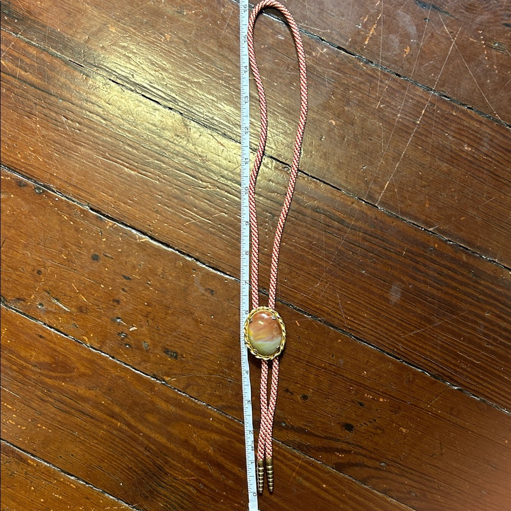 Vintage Polished Jasper Stone Bolo Tie - Picture 5 of 10